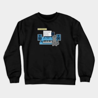 Cat on Music Studio Desk with Analogue Synthesizer Crewneck Sweatshirt